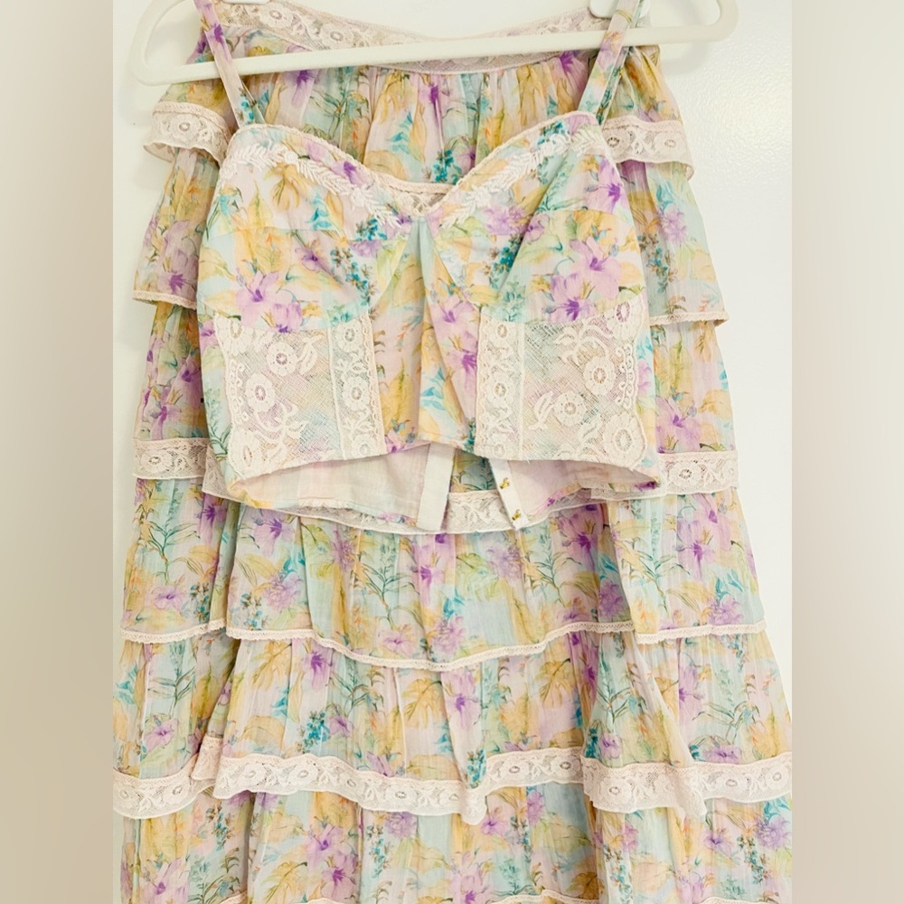 Loveshackfancy corset & skirt ruffle floral set